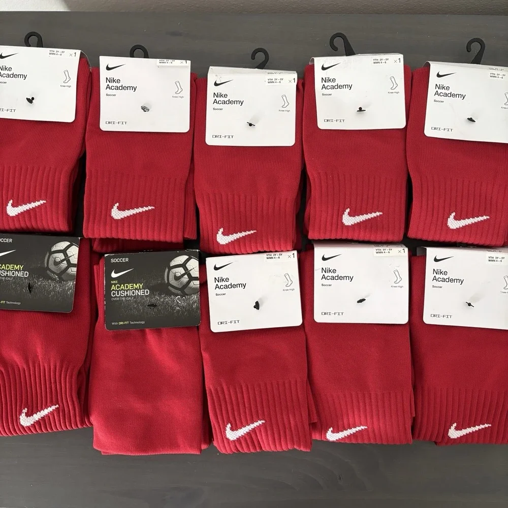 Nike Academy Soccer Knee High Socks SX4120-601 Red Youth‎ 3Y-5Y Women 4-6